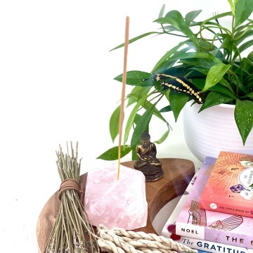 Røkelseholder rosenkvarts