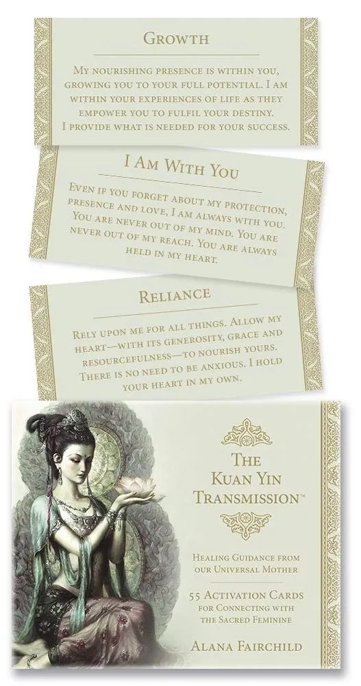 Nydelige kort i esken. Finn din feminine kraft med disse vakre Kuan Yin The transissioncards