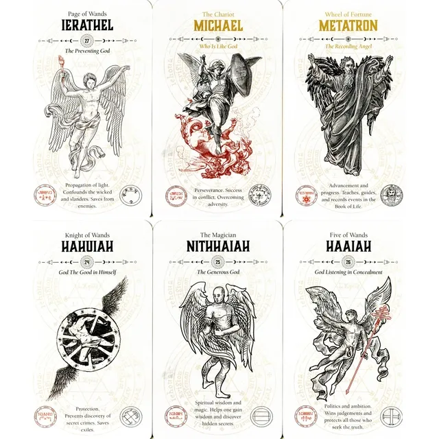 Eksempler på noen kort i kortstokken Angel Tarot
