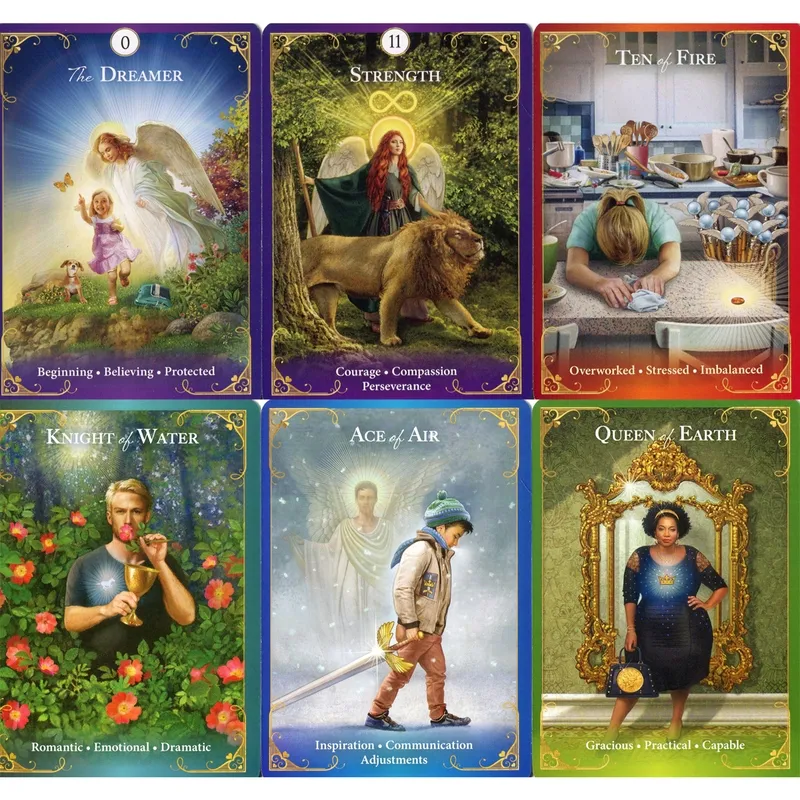 Eksempel på kort du finner i Guardian Angel Messages Tarot. Radleigh Valentine