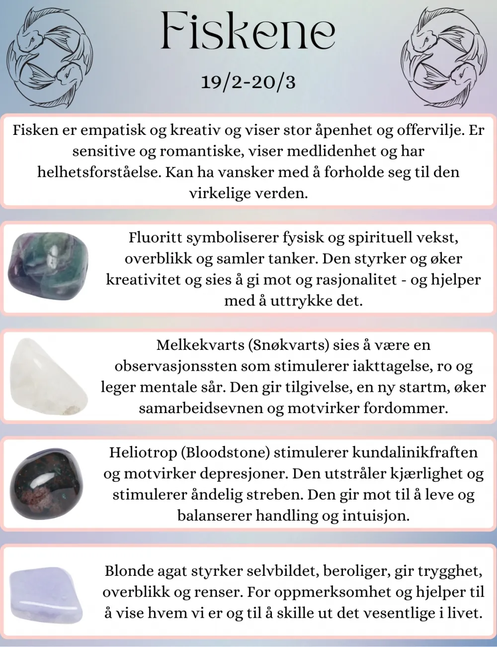 4 krystaller for deg som er født i fiskenes tegn