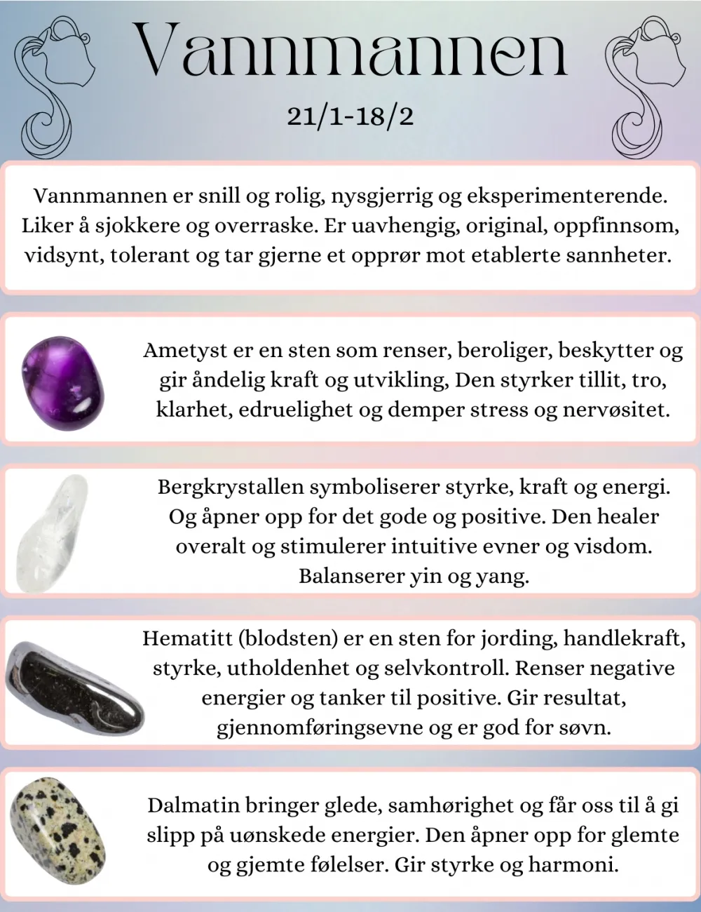 Krystaller som passer deg som er født i vannmannens tegn!