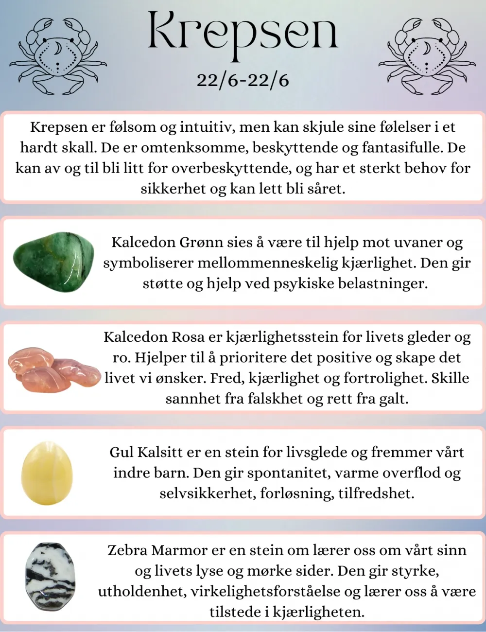 Krystaller som passer deg som er født i stjernetegnen Krepsen