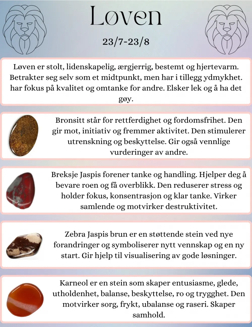Krystaller som passer for deg som er født i Løvens tegn