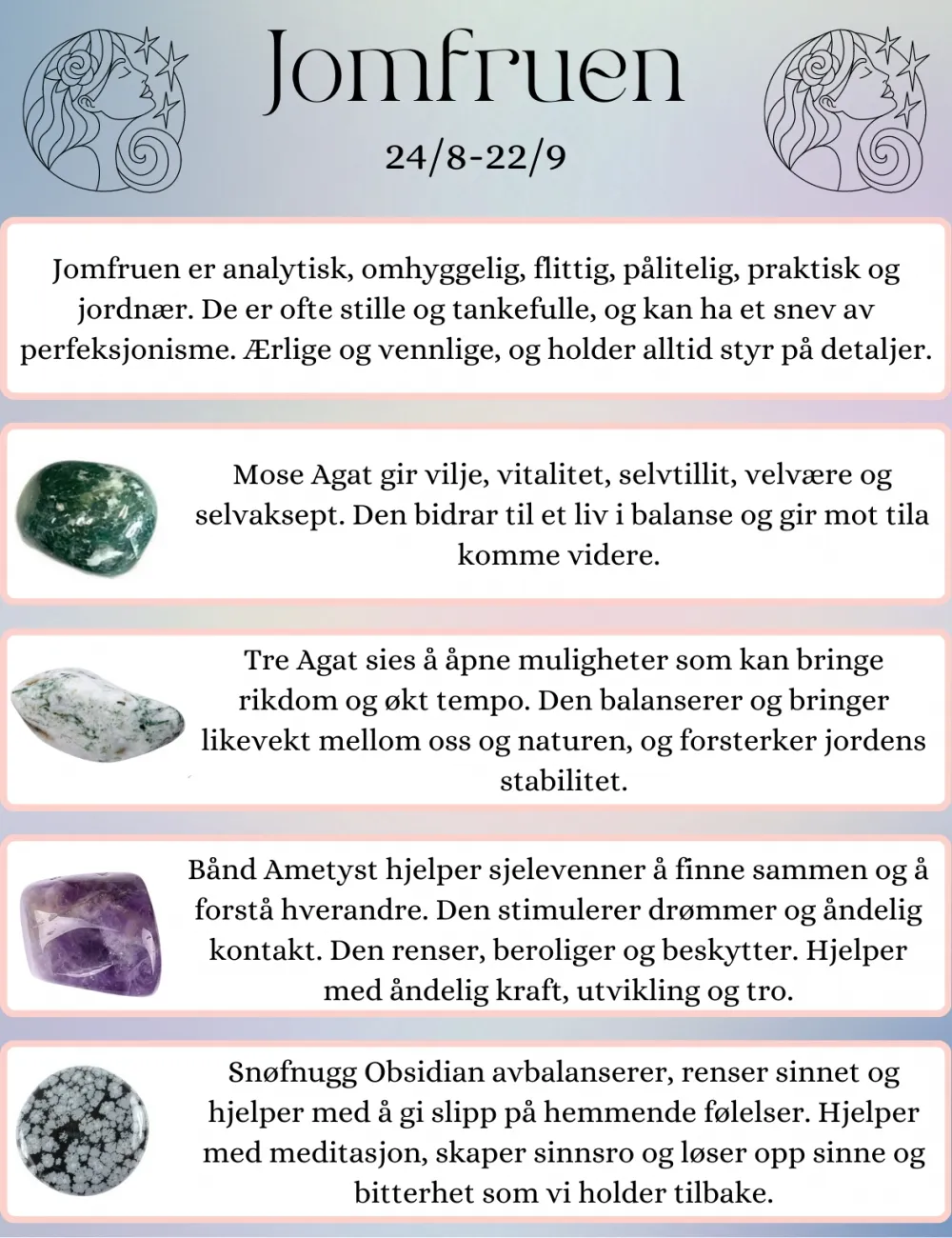 Krystaller som passer til deg som er født i Jomfruens tegn!