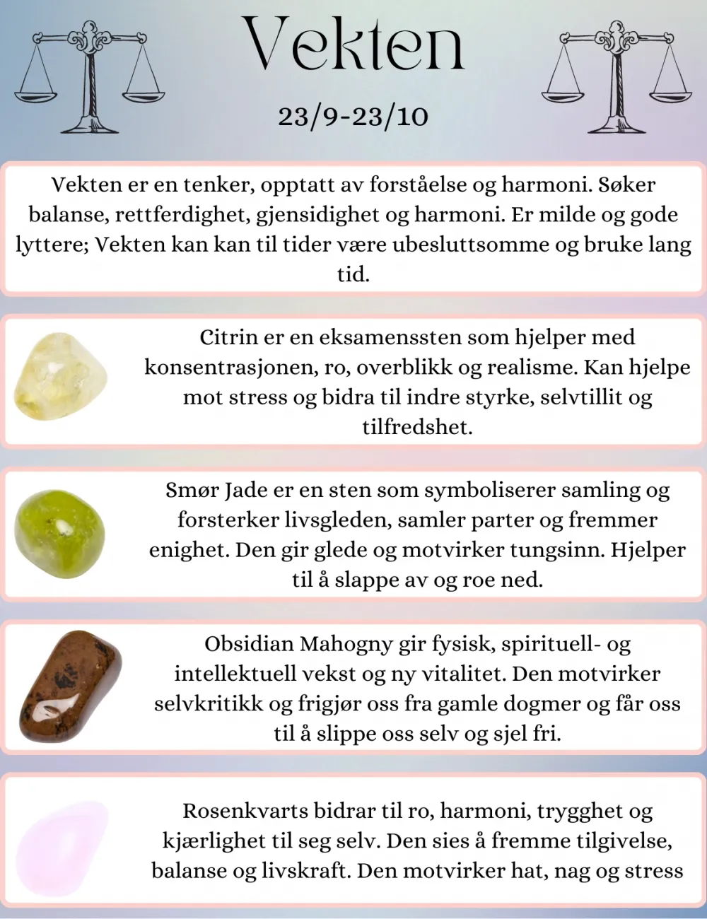 Krystaller som passer til deg som er født i vektens tegn!