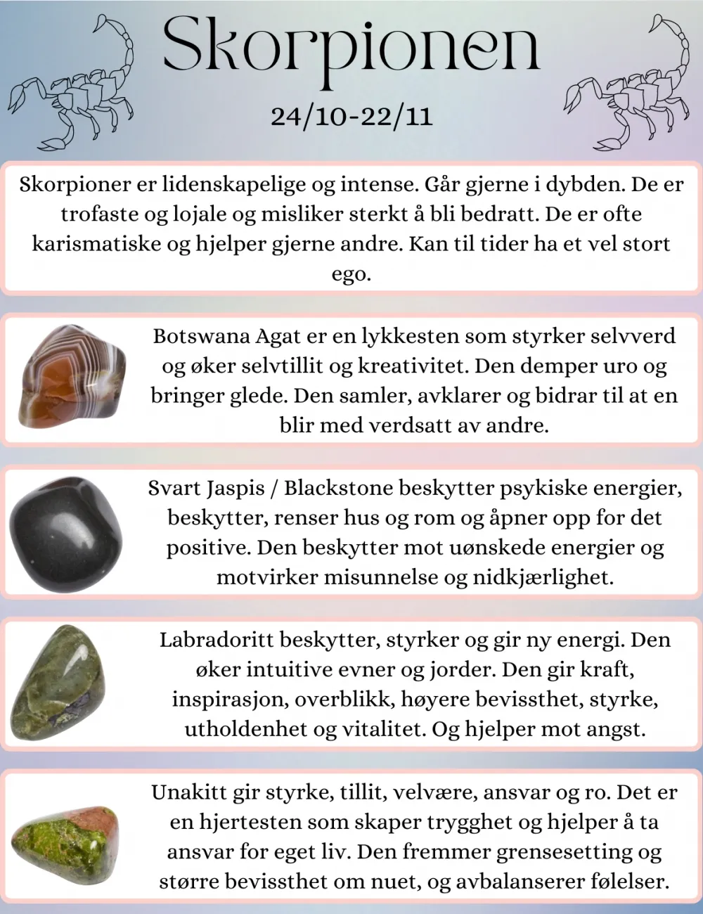 Krystaller som passer til deg som er født i Skorpionens stjernetegn!