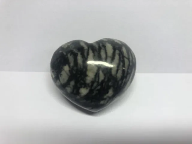Krystallhjerte Blacknet Jaspis 3,5cm