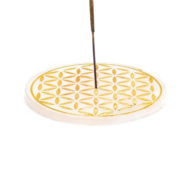 røkelseholder selenitt med flower of life passer alle røkelsepinner.