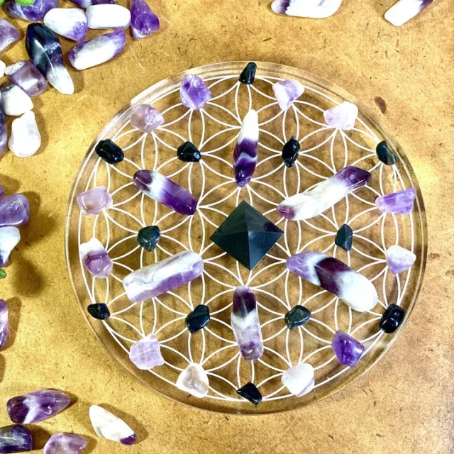 Krystallnett plate Flower of life 