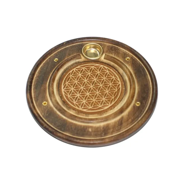 Røkelsesholder rund Flower of Life