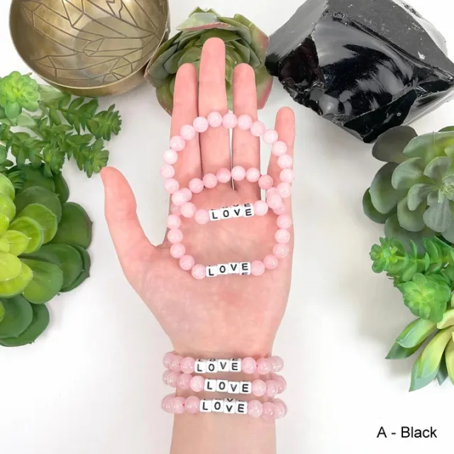 Armbånd  Rosenkvarts "LOVE"   